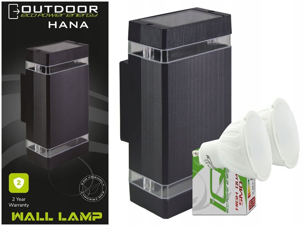 KINKIET ZEWNĘTRZNY HANA LAMPA OGRODOWA + LED 2xGU10 ŚCIENNA ELEWACYJNA