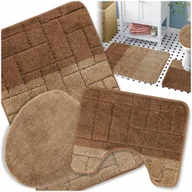 Dywaniki łazienkowe - DYWANIK ŁAZIENKOWY ANTYPOŚLIZGOWY DUŻY BRĄZOWY BEŻOWY 50X80 KOMPLET 3 szt. - miniaturka - grafika 1