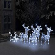 vidaXL Świąteczna dekoracja renifery z saniami, 400 diod LED, akryl