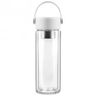 Vialli Design Butelka z podwójną ścianką i zaparzaczem Fuori biała 30169 350 ml - Butelki termiczne - miniaturka - grafika 1