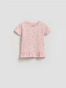 Bluzki dla niemowląt - Reserved - T-shirt z falbanką - pastelowy róż - miniaturka - grafika 1