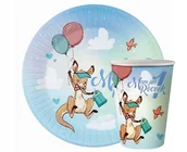 Dekoracje i nakrycia stołu na imprezę - Talerzyki + Kubeczki Mam już roczek z kangurkiem - miniaturka - grafika 1