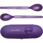 Sztućce dla dzieci - Hipp Spoons Set zestaw naczyń na drogę Purple - miniaturka - grafika 1