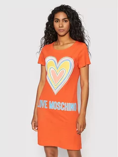 Sukienki - Love Moschino Sukienka codzienna W592918M 3876 Pomarańczowy Regular Fit - grafika 1