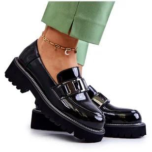 S.Barski Lakierowane Skórzane Półbuty Czarne Corine - Półbuty damskie - miniaturka - grafika 1