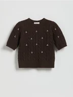 Swetry dla dziewczynek - Reserved - Sweter z dodatkiem wełny - brązowy - miniaturka - grafika 1