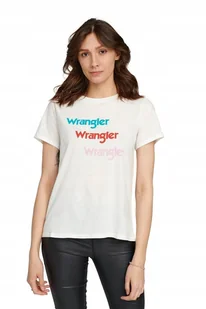 WRANGLER SS REPEAT TEE OFF WHITE W7ZAEV737 M - Koszulki i topy damskie - miniaturka - grafika 1