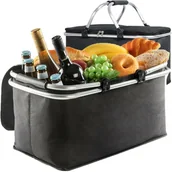 Kosze wiklinowe - KOSZ PIKNIKOWY TERMICZNY SKŁADANY KOSZYK NA ZAKUPY - miniaturka - grafika 1