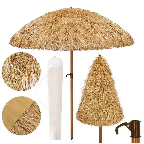 Duży Parasol Ogrodowy Plażowy Hawajski 220 Cm Na Balkon Taras Ogród Xxl
