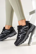 Buty trekkingowe damskie - Czarne buty trekkingowe damskie z szarymi dodatkami sznurowane softshell Casu B2111-1 - miniaturka - grafika 1