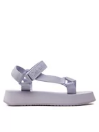 Sandały damskie - Calvin Klein Jeans Sandały Sandal Velcro Webbing In Mtl YW0YW01480 Fioletowy - miniaturka - grafika 1