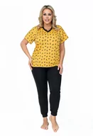 Piżamy damskie - Piżama Queen Plus Size Musztardowy (Rozmiar 50) - miniaturka - grafika 1