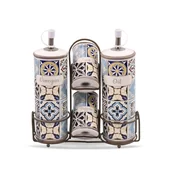 Pojemniki na przyprawy - CERAMICZNY ZESTAW DO PRZYPRAW 5-ELE MAESTRO HOLIDAY IN PORTO MR-20005-04S - miniaturka - grafika 1