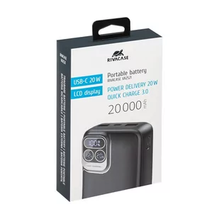 RIVACASE Powerbank VA2521 20000 mAh USB-C 20W + LCD czarny - Powerbanki - miniaturka - grafika 4