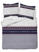 Pościel - Detexpol Pościel satynowa 220x200 biała granatowa marynarska 4920 A Home Satin 81 - miniaturka - grafika 1