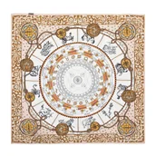 Apaszki i szaliki męskie - Damska apaszka z jedwabiu w geometryczny wzór brązowo - biała - miniaturka - grafika 1