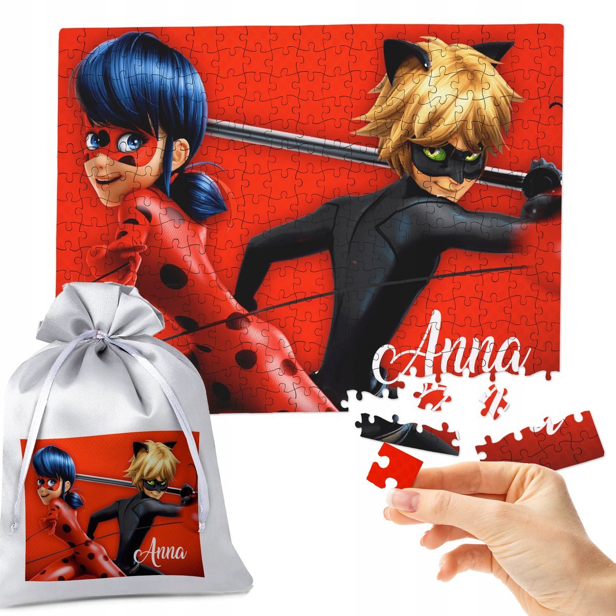 PUZZLE 300 el. BIEDRONKA I CZARNY KOT - IDEALNY PREZENT ŚWIĘTA CHOINKĘ IMIĘ