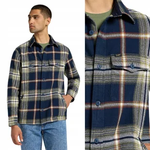 Lee FLAP POCKET OVERSHIRT Navy BAWEŁNIANA KOSZULA KURTKA KATANA W KRATĘ XL - Koszule męskie - miniaturka - grafika 1