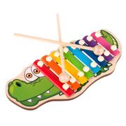 Instrumenty muzyczne dla dzieci - Cymbałki drewniane kolorowe dla dzieci krokodyl KX7282 - miniaturka - grafika 1
