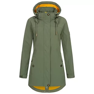 Ankerglut Damski płaszcz softshellowy, krótki płaszcz z kapturem, z podszewką, kurtka przejściowa #Ankerglutbrise kurtka softshell, oliwkowy, 44 - Płaszcze damskie - miniaturka - grafika 1