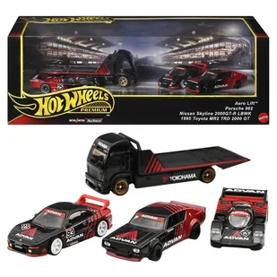 Hot Wheels Premium Zestaw 4 Pojazdów Autek Autka Samochodziki Laweta + 3 Resoraki Advan Race Team Collector 2025 - Samochody i pojazdy dla dzieci - miniaturka - grafika 1