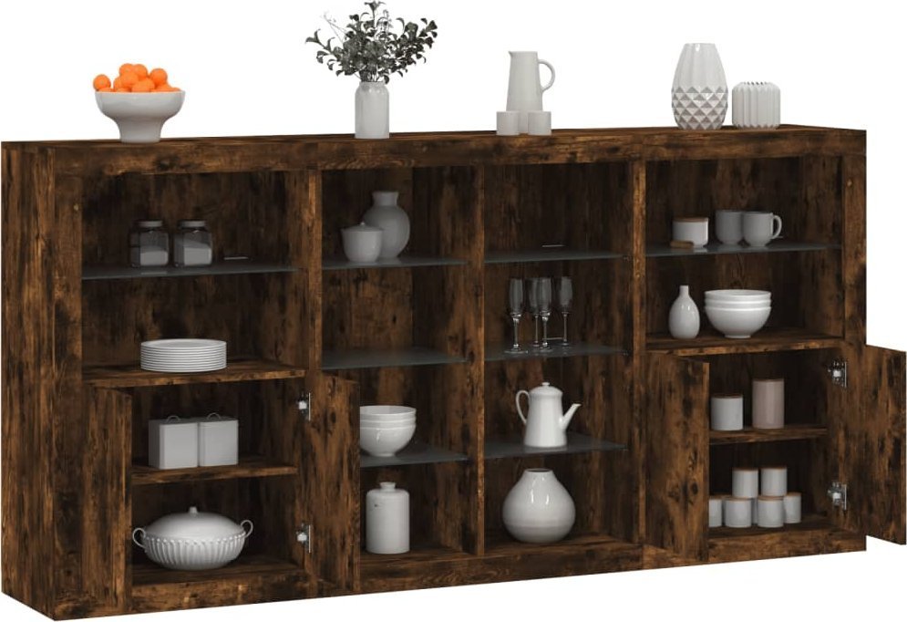 vidaXL vidaXL Szafka z oświetleniem LED, przydymiony dąb, 202x37x100 cm