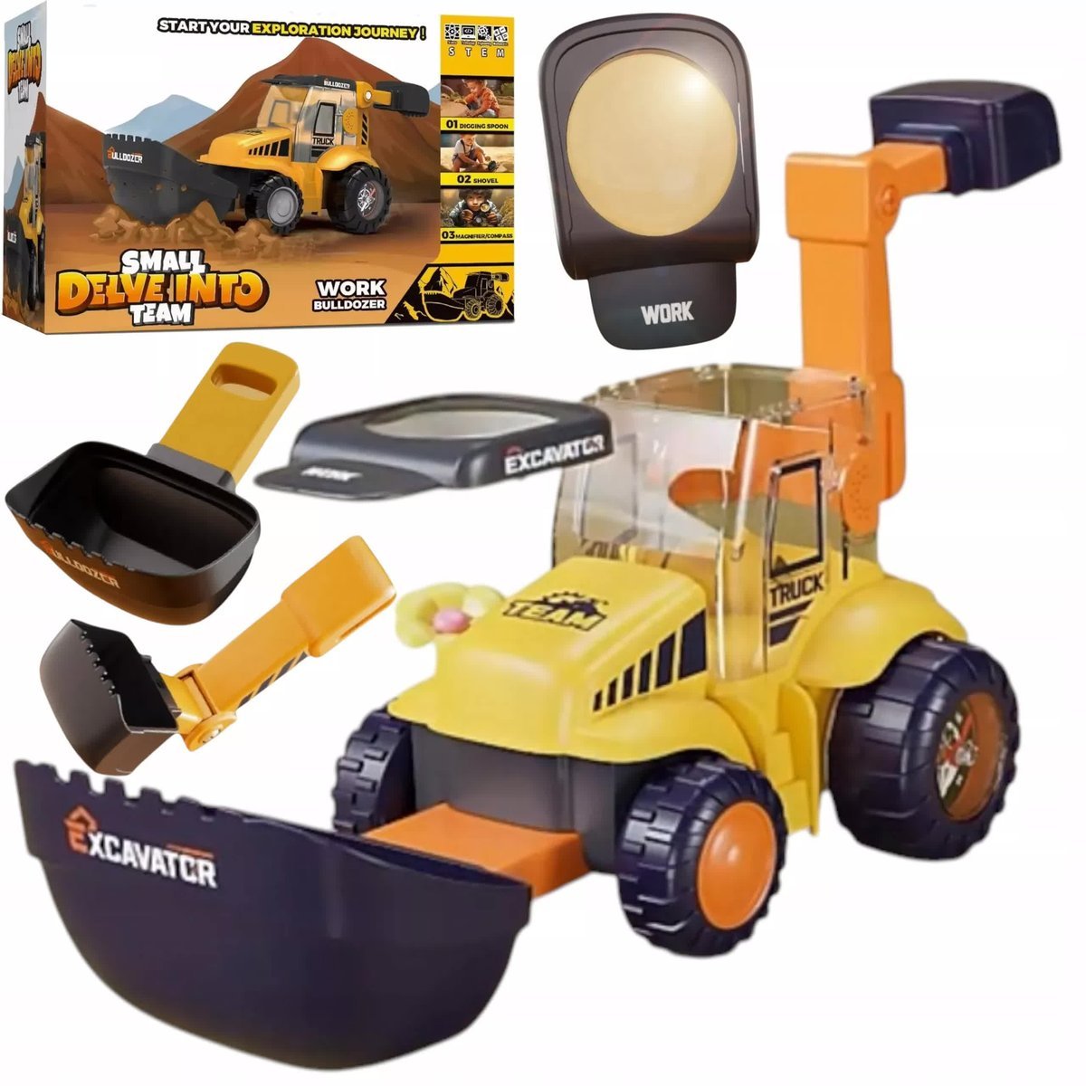 DLA DZIECI 4W1 EDUKACYJNA KOPARKA AKCESORIA