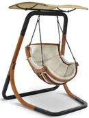 Fotele ogrodowe wiszące - Elior Beżowy fotel wiszący z daszkiem B2-D54 - miniaturka - grafika 1