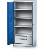 Szafy i regały magazynowe - Szafa warsztatowa MECHANIC, 1950 x 920 x 500 mm, 3 półki, 2 szuflady, niebieskie drzwi - miniaturka - grafika 1