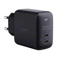 Ładowarki do telefonów - Ładowarka sieciowa Aukey PA-B4T,  2xUSB-C, 45W  (czarna) - miniaturka - grafika 1