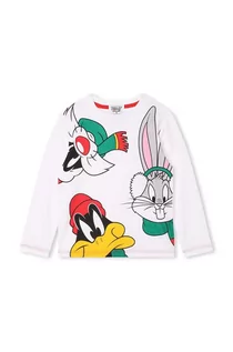 Bluzki dla dziewczynek - Marc Jacobs longsleeve bawełniany dziecięcy x Looney Tunes kolor biały z nadrukiem - grafika 1