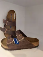 Klapki i japonki męskie - Birkenstock Birkenstock Arizona FL WB Habana 452761 Brązowe 36 - miniaturka - grafika 1