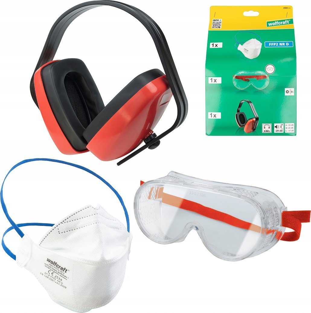 Wolfcraft Zestaw ochronny BHP 3 szt.