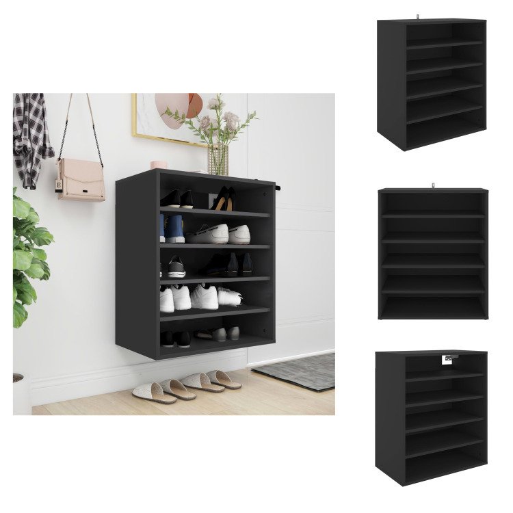 vidaXL Szafka na buty czarna 60x35x70 cm materiał drewnopochodny - Stojaki i szafki na buty
