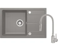 Zlewozmywaki z baterią - Deante ZRDS113 Szary metalik + bateria BOCS740 - miniaturka - grafika 1