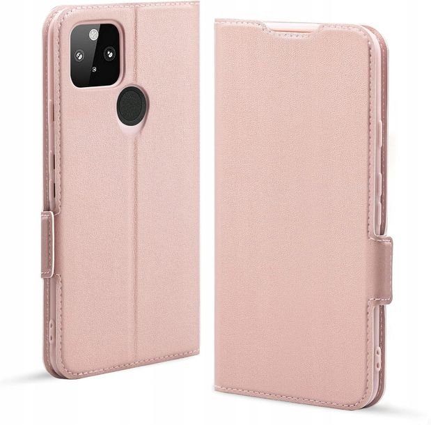 Etui Google Pixel 5 Skóra Ekologiczna Różowe Z Klapką Portfel Eleganckie