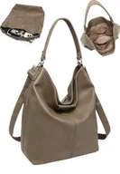 Torebki damskie - Torebka Damska na Ramię Worek Shopper LUIGISANTO Ciemna Beżowa Format A4 - miniaturka - grafika 1