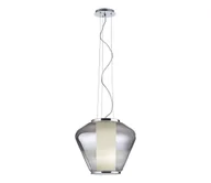 Lampy sufitowe - Redo 01-1139 - Lampa wisząca FUSION na przewodzie 1xE27/42W/230V, śr. 30 cm, błyszczący chrom/przydymione szkło - miniaturka - grafika 1