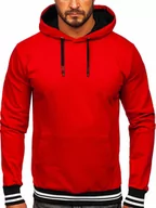 Bluzy sportowe męskie - Bluza męska z kapturem czerwona Bolf 145369 - miniaturka - grafika 1