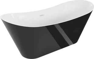 Mexen Celia wanna wolnostojąca 170 x 75 cm, biała/czarna, przelew biały - 52331707575-20 - Wanny - miniaturka - grafika 1