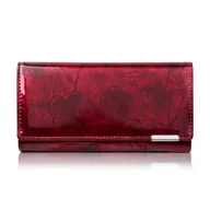 Portfele - Portfel damski skórzany lakierowany czerwony ze wzorem w motyle SP-16-RDM - miniaturka - grafika 1