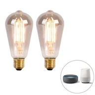 Żarówki LED - Calex Zestaw 2 inteligentnych lamp LED E27 ST64 dymnych 7W 400 lm 1800K - miniaturka - grafika 1