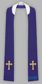 Szaty liturgiczne - Fioletowa stuła haftowana - wąska jednostronna Wzór Krzyż - miniaturka - grafika 1