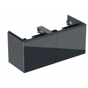 Szafki łazienkowe - GEBERIT GEBERIT 500.613.16.1 Szafka pod umywalkę podwójną Acanto B120 z dwoma szufladami syfon oszczędzający przestrzeń czarny mat - miniaturka - grafika 1