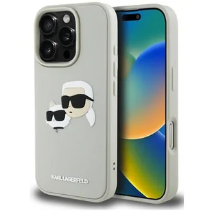 Etui KARL LAGERFELD HC 3D Rubber Double Heads do Apple iPhone 16 Pro Max Beżowy - Etui i futerały do telefonów - miniaturka - grafika 1