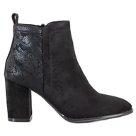 Botki damskie - Sergio Leone Zamszowe Botki czarne - miniaturka - grafika 1