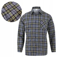 Koszule męskie - KOSZULA FLANELOWA męska robocza szara w kratę Przewiewna 100% Bawełna 3XL - miniaturka - grafika 1