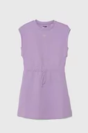 Sukienki i spódniczki dla dziewczynek - Guess sukienka dziecięca kolor fioletowy mini prosta - miniaturka - grafika 1