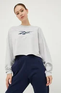 Bluzki damskie - Reebok longsleeve damska kolor szary - miniaturka - grafika 1