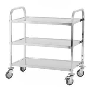 Wózek kelnerski 3-półkowy ze stali nierdzewnej,uchwyt o profilu kwadratowym 850x450x900 mm TECHNICA, Silver Line - Wózki na żywność - miniaturka - grafika 1
